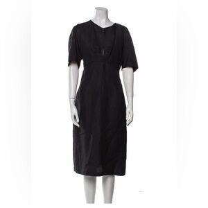 Prada Vintage Black Linen Midi Dress NWT Size 46